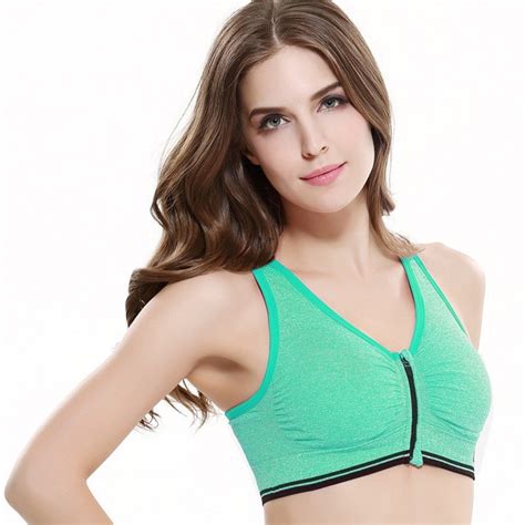 2015 new shockproof professional sports bra open zipper front women