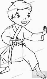 Kimono Karate Practicing Esy Agefotostock sketch template