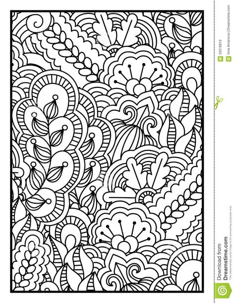 pattern  coloring book black  white background  floral
