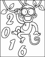 Year Coloring Pages Chinese Monkey Colouring Coloriage Kids Happy Animals Life Therapy Card Coloriages Color Sheets Tree Cartoon Stress Anti sketch template