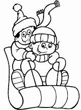 Inverno Colorir Invierno Kleurplaat Slee Desenhos Slitta Hiver Coloriage Meninos Nieve Dibujo Delante Lanciano Amb Nens Jugant Atirar Kleurplaten Stampare sketch template