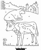 Numbers Color Coloring Number Kids Farm Pages Animals Cows Printable Easy Animal Activity Pasture Printouts Cow Printables Follow Worksheets Beginner sketch template