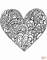 Coloring Heart Pages Zentangle Kids Detailed Printable Hearts Cool Adults Fancy Template Double Color Adult Hard Print Sketch Stuff Drawing sketch template