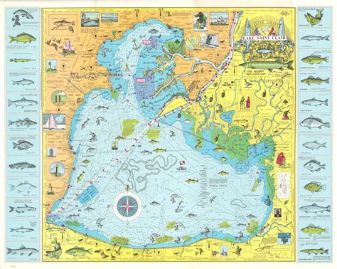 fishing chart  lake saint clair curtis wright maps