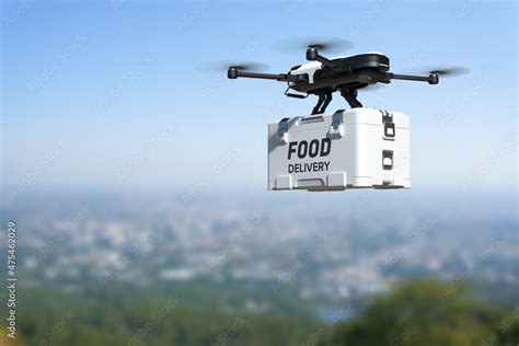 food delivery drone autonomous delivery robot business air transportation concept stock photo