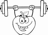 Weights Lifting Pesas Colorear Manzana Levantando Weightlifting Gym Halterofilia sketch template