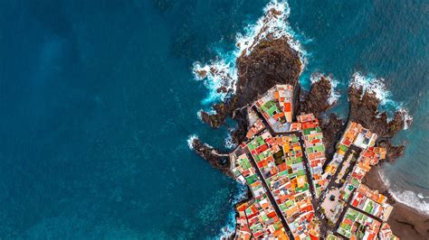 aerial view  colorful houses tenerife canary islands spain