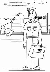 Paramedic Coloring Pages Printable Ambulance Ems Community People Template Helpers Sheets Kids Drawing Emergency Print Worksheet Workers Professions First Dot sketch template