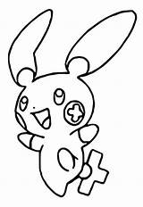 Plusle Colorear Minun Kleurplaten Coloriages Pokémon Morningkids sketch template