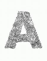 Coloring Pages Adult Letters Letter Adults Floral Kids Rated Illustrated Popular sketch template