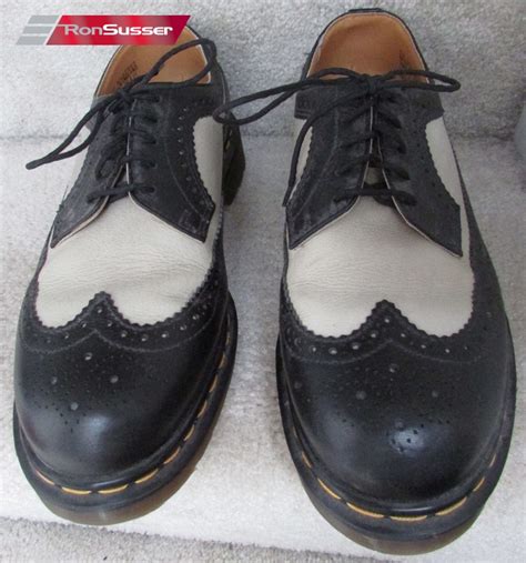 dr martens mens black  white wingtip brogue leather shoes size  ronsussercom