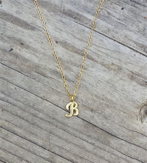 initial tiny  pendant initial necklace gold letter charm  gold filled     simple