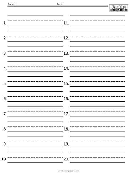 numbered lined paper template