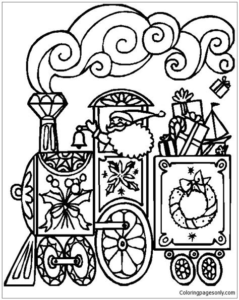 christmas train coloring page  coloring pages
