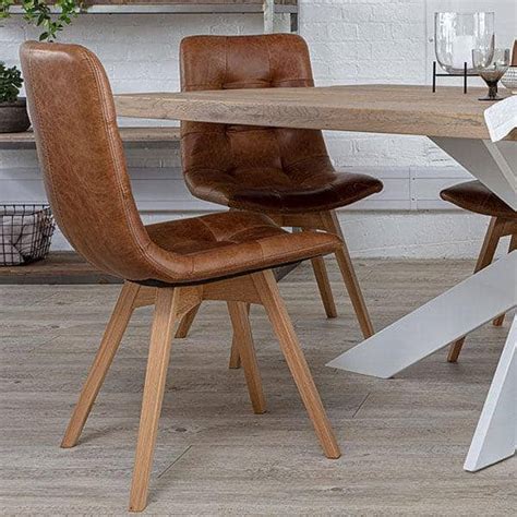 allegro brown leather oak dining chairs modish living