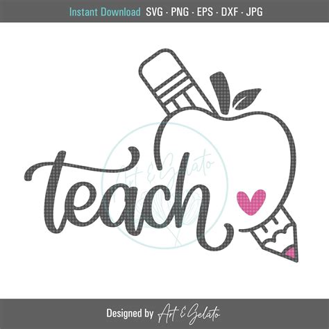 teach apple pencil svg teach svg teacher svg teacher shirt svg