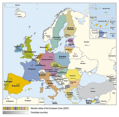 detailed member states map   european union eu  vidiani