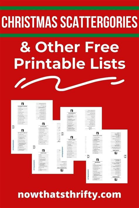 christmas scattergories   printable lists scattergories