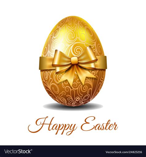 gold easter egg tied golden ribbon royalty  vector image