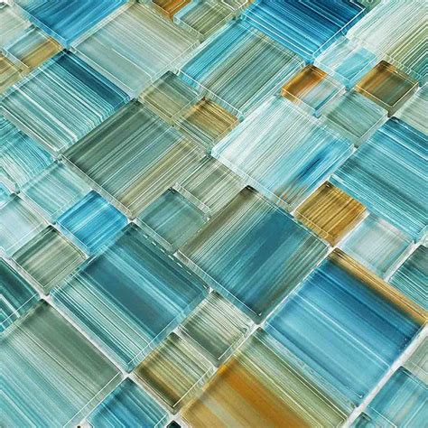 turquoise glass mosaic tile multi pattern mineral tiles