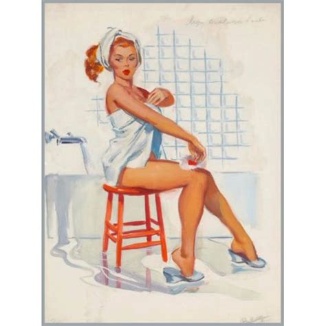 1940s pin up girl bath time red head picture poster print