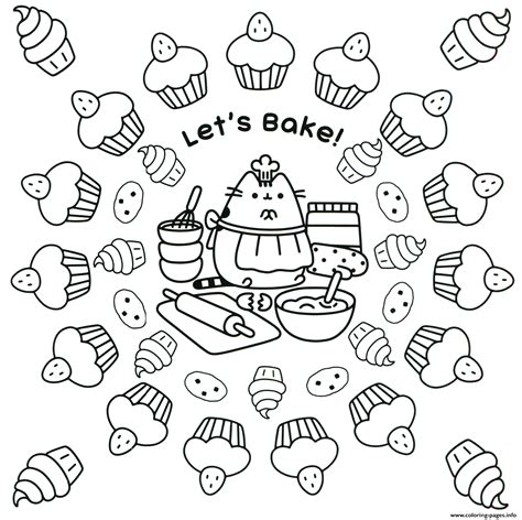 pusheen lets bake coloring pages printable