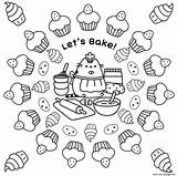 Coloring Pusheen Bake Lets Pages Printable sketch template