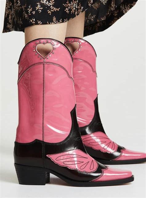 Super Hot Pink Patent Leather Women Mid Calf Boots Square Toe West