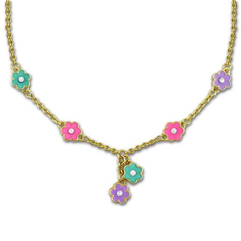 flower necklace  girls jewelry  flower charms cute necklace  girls jewelry
