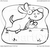 Dog Running Cartoon Clipart Leash Mouth His Coloring Cory Thoman Outlined Vector 2021 sketch template