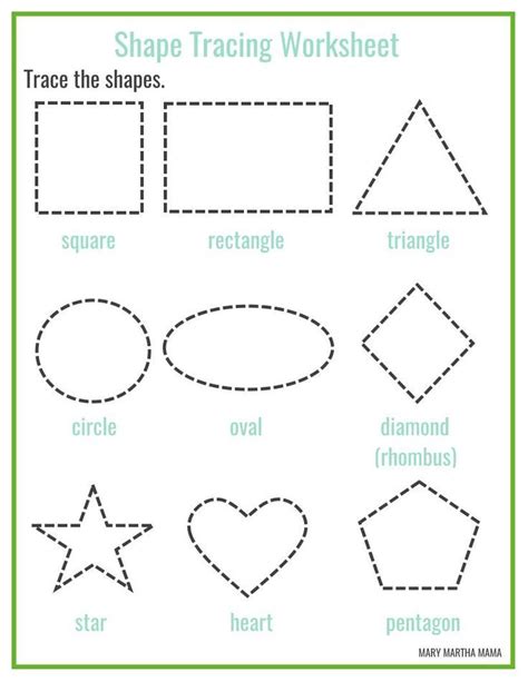 printable tracing shapes worksheets  printable word searches