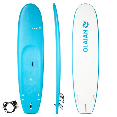 foam surfboard   supplied   leash   fins olaian decathlon
