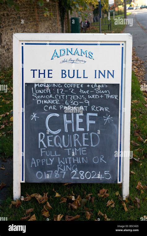 pub advert   chef stock photo alamy