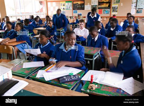 high school learners seated   desks  class  lowveld