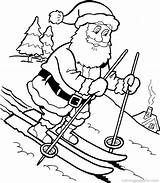 Santa Coloring Claus Pages Kids Skiing Kerst Kleurplaten Kleurplaat Kerstman Ski Christmas Printable sketch template