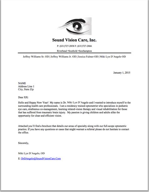 optometrists guide  starting  vision therapy practice letter