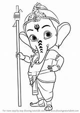 Ganesh Ganesha Hanuman Bal Ganpati Lord Bappa Chaturthi Sketches Drawingskill Shri sketch template