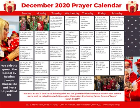 december  prayer calendar lifeplan