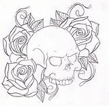 Skull Roses Tattoo Coloring Pages Rose Drawing Sketch Drawings Outline Skulls Printable Heart Easy Hearts Designs Outlines Tattoos Sketches Tatoo sketch template