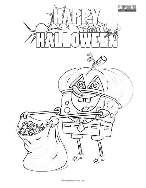spongebob halloween coloring page super fun coloring