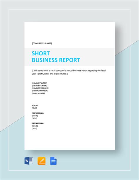 short business report sample template google docs word apple pages