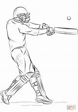 Coloring Cricket Colouring Player Drawing Pages Bat Printable Outline Clipart Template Sports Sketch Templates Crafts sketch template