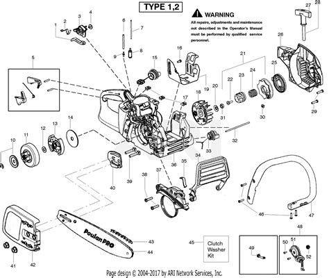 poulan pp gas  type   poulan pro parts diagram  starter type