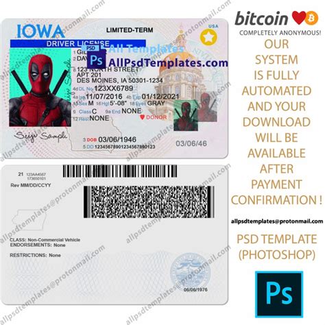 iowa driver license template  psd templates