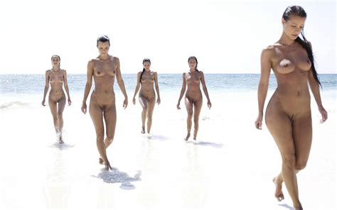 wallpaper group beach hot sexy babe nude five melisa mendiny skinny delicious shaved