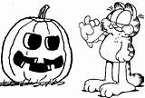 Garfield Coloring Pages Halloween Celebrates Kids Popular Pumpkin Disney Halooween Library Clipart sketch template