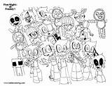 Fnaf Coloring Pages Characters Line Printable Kids Color Adults sketch template