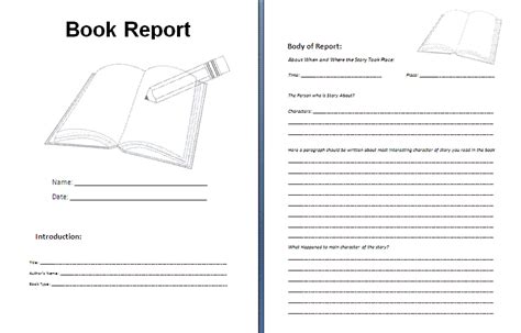 book report templates   printable word  formats