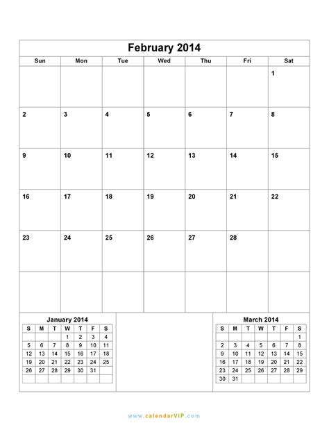 february  calendar blank printable calendar template   word