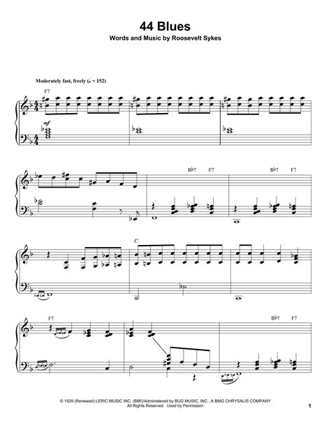 blues piano transcription print sheet